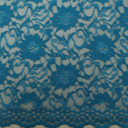 Blue Color Chantilly Lace Fabric