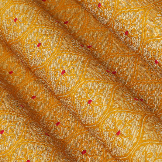Mustard Color Katan Meena Brocade Fabric