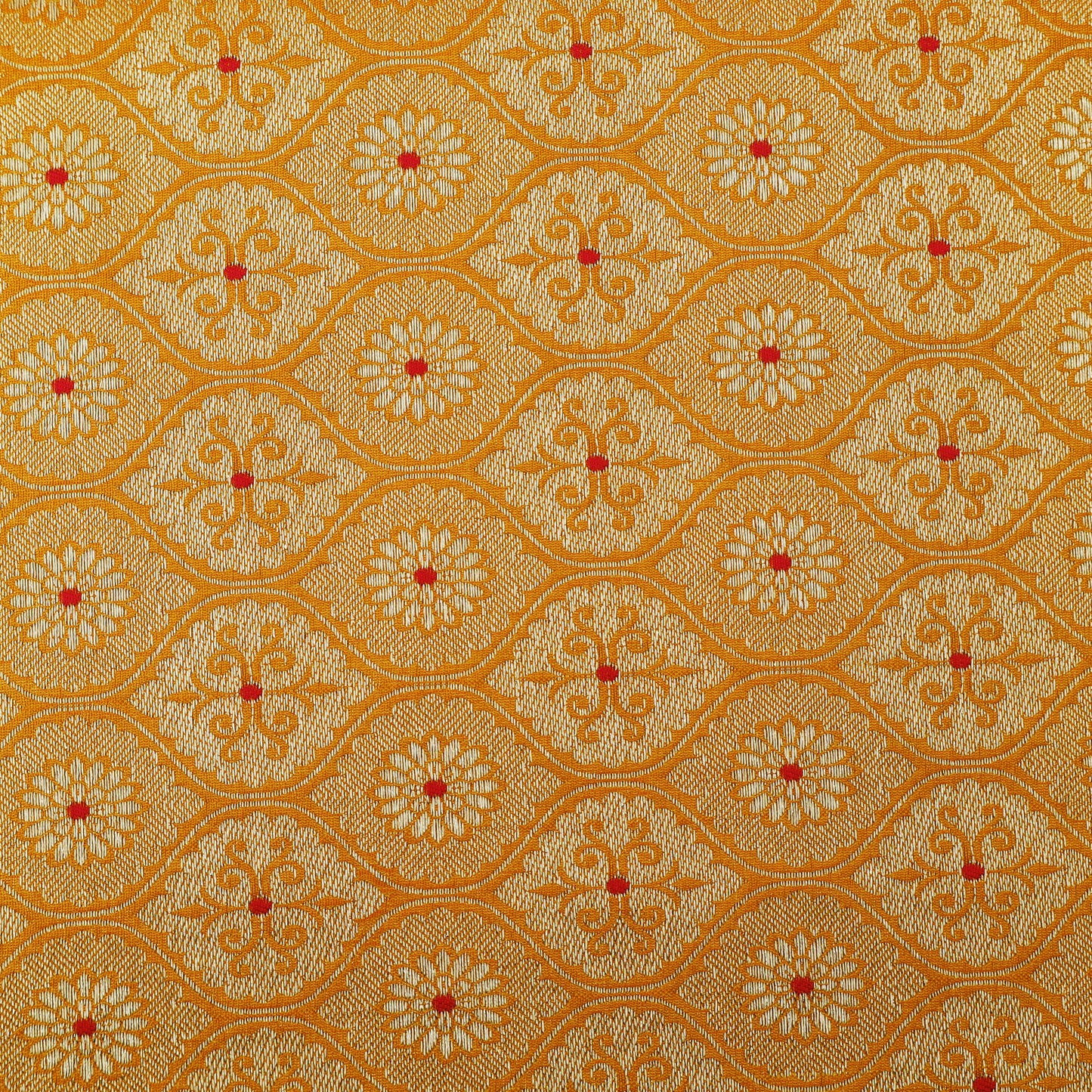 Mustard Color Katan Meena Brocade Fabric