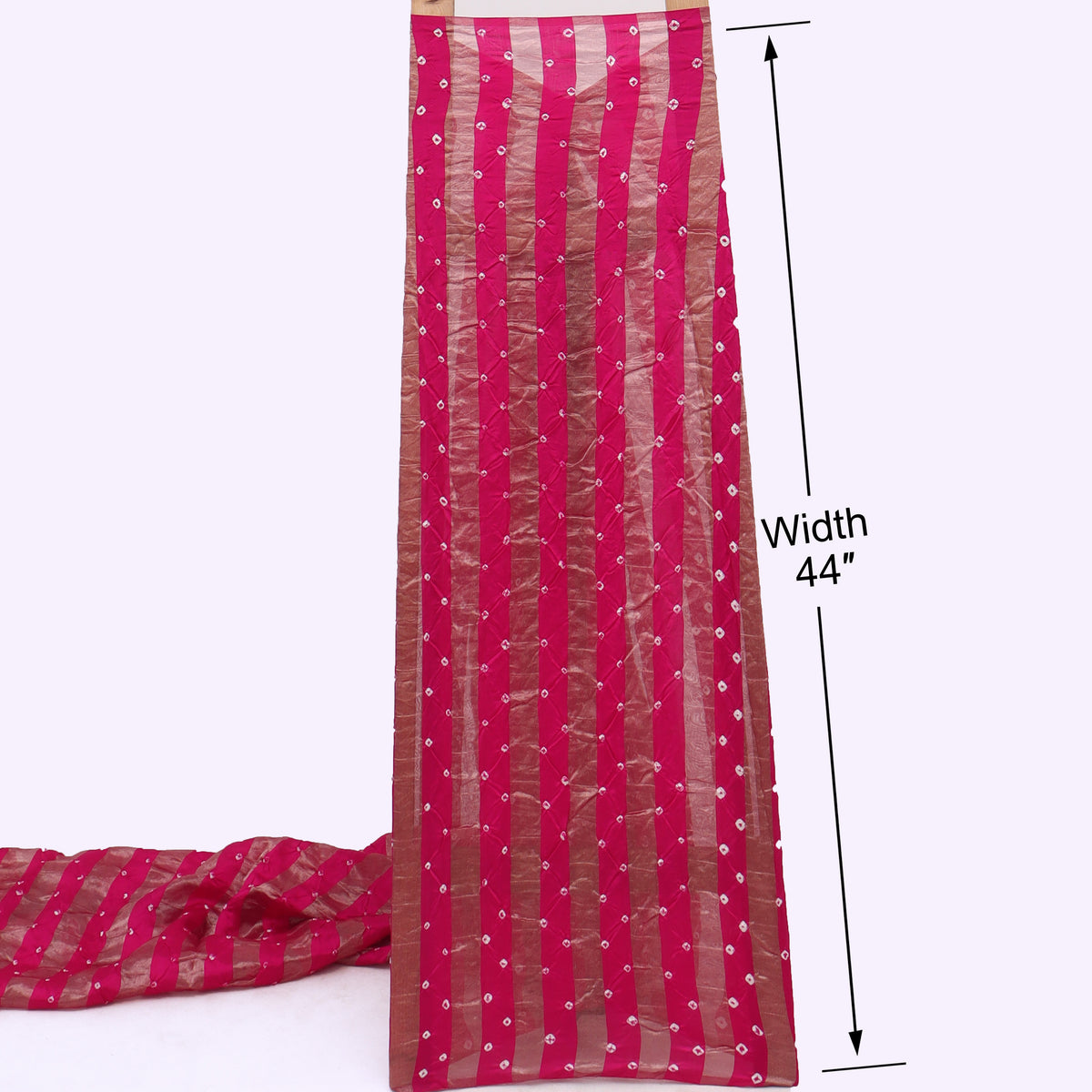 Hot Pink Stripe Pure Bandhani Brocade Fabric