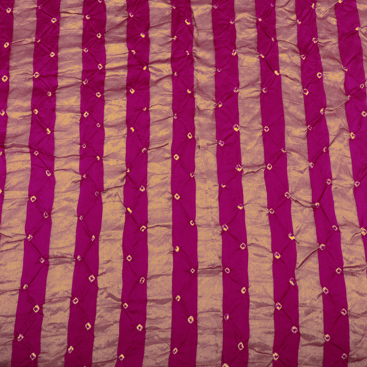 Hot Pink Stripe Pure Bandhani Brocade Fabric