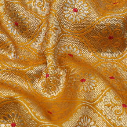 Mustard Color Katan Meena Brocade Fabric