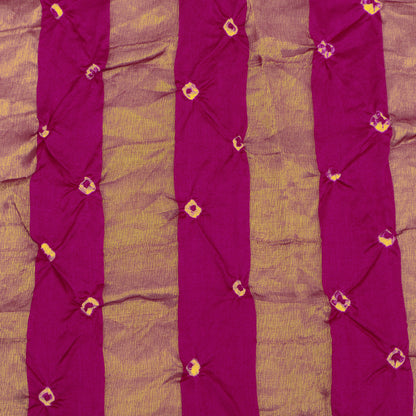 Hot Pink Stripe Pure Bandhani Brocade Fabric