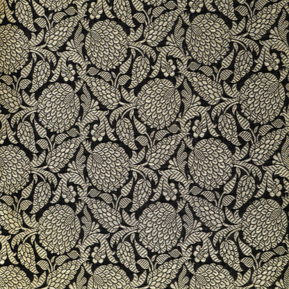 Black Color Katan Meena Brocade Fabric