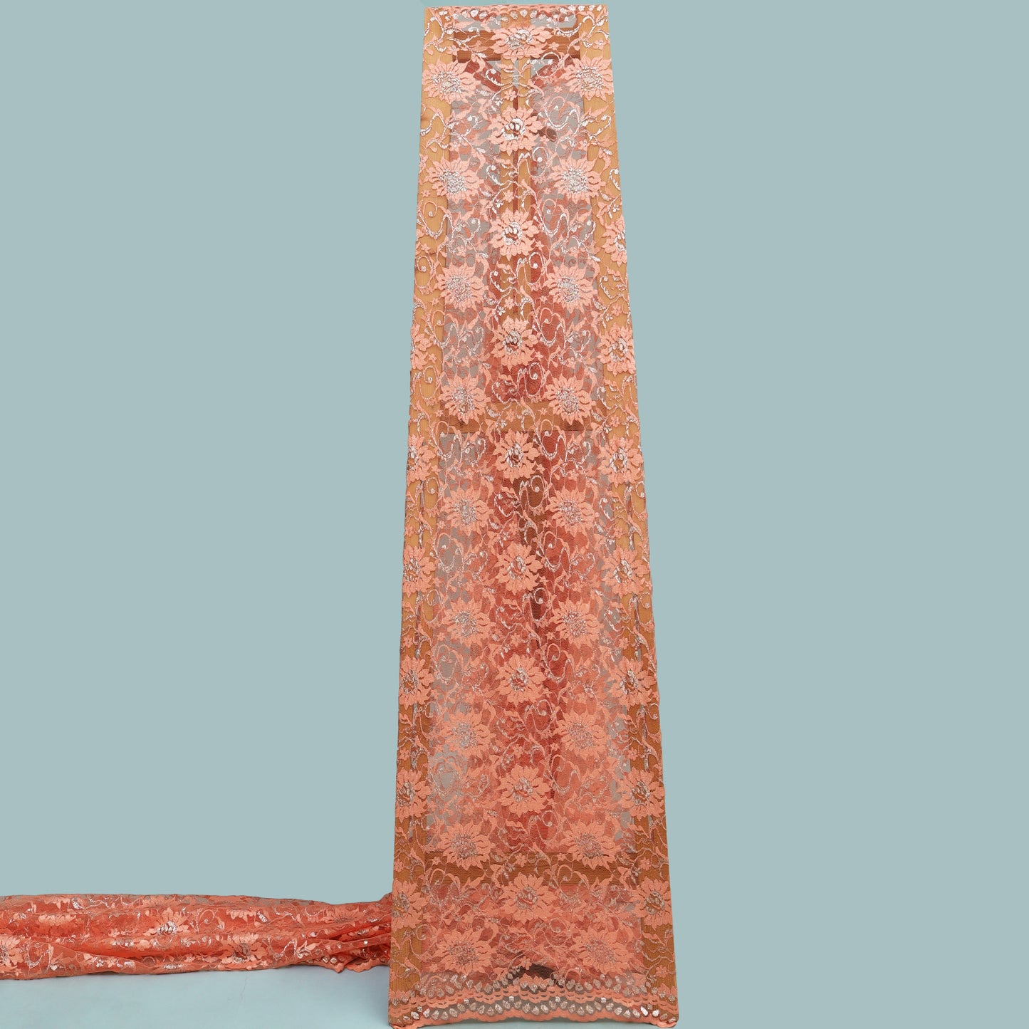 Pink Color Chantilly Lace Fabric