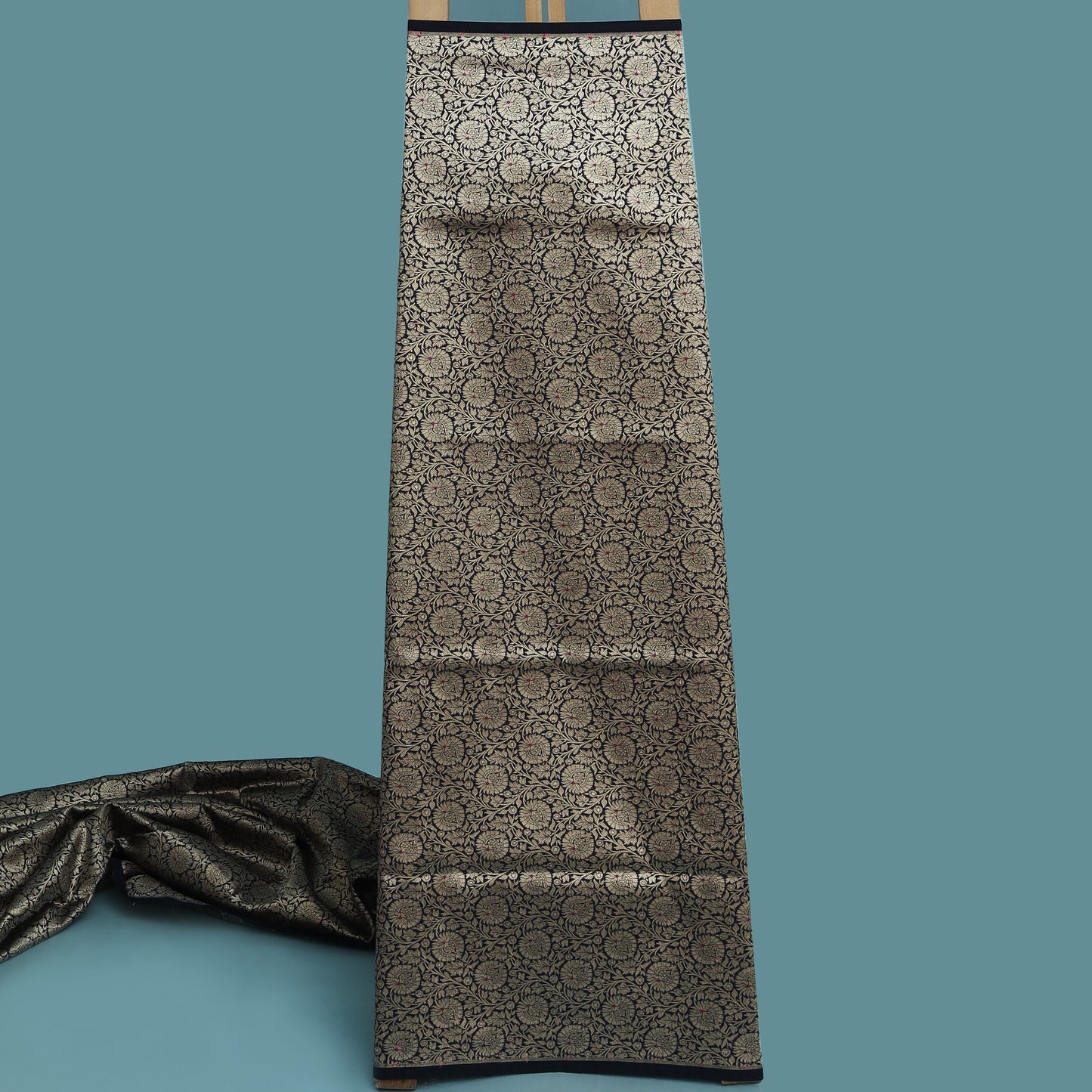 Navy Blue Color Katan Meena Brocade Fabric