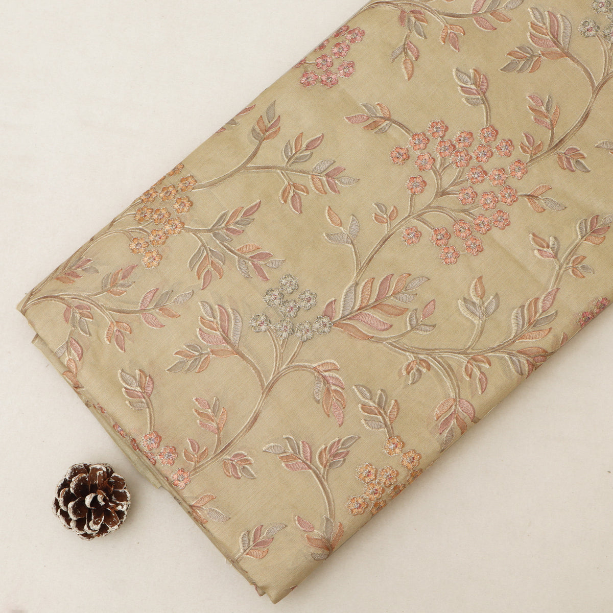 Pure Tussar Embroidery Fabric
