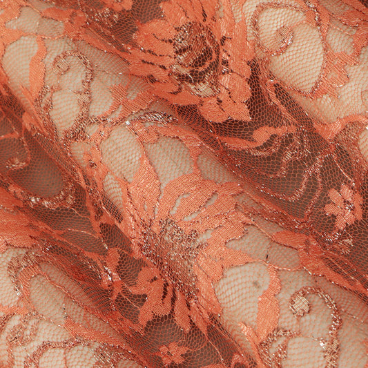 Pink Color Chantilly Lace Fabric