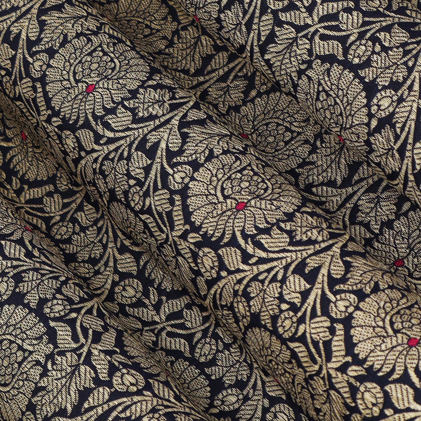 Navy Blue Color Katan Meena Brocade Fabric