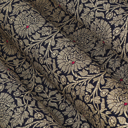 Navy Blue Color Katan Meena Brocade Fabric