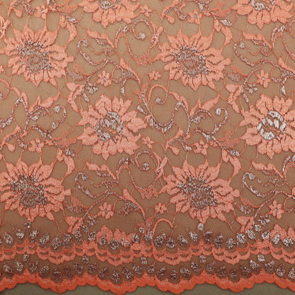 Pink Color Chantilly Lace Fabric