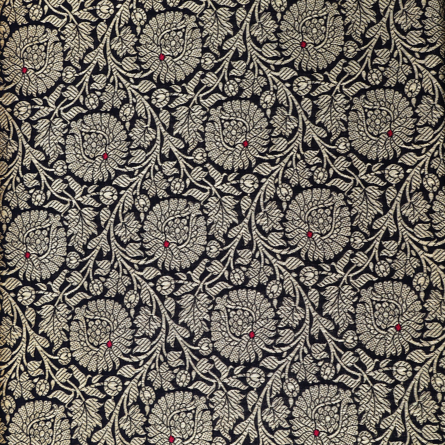 Navy Blue Color Katan Meena Brocade Fabric