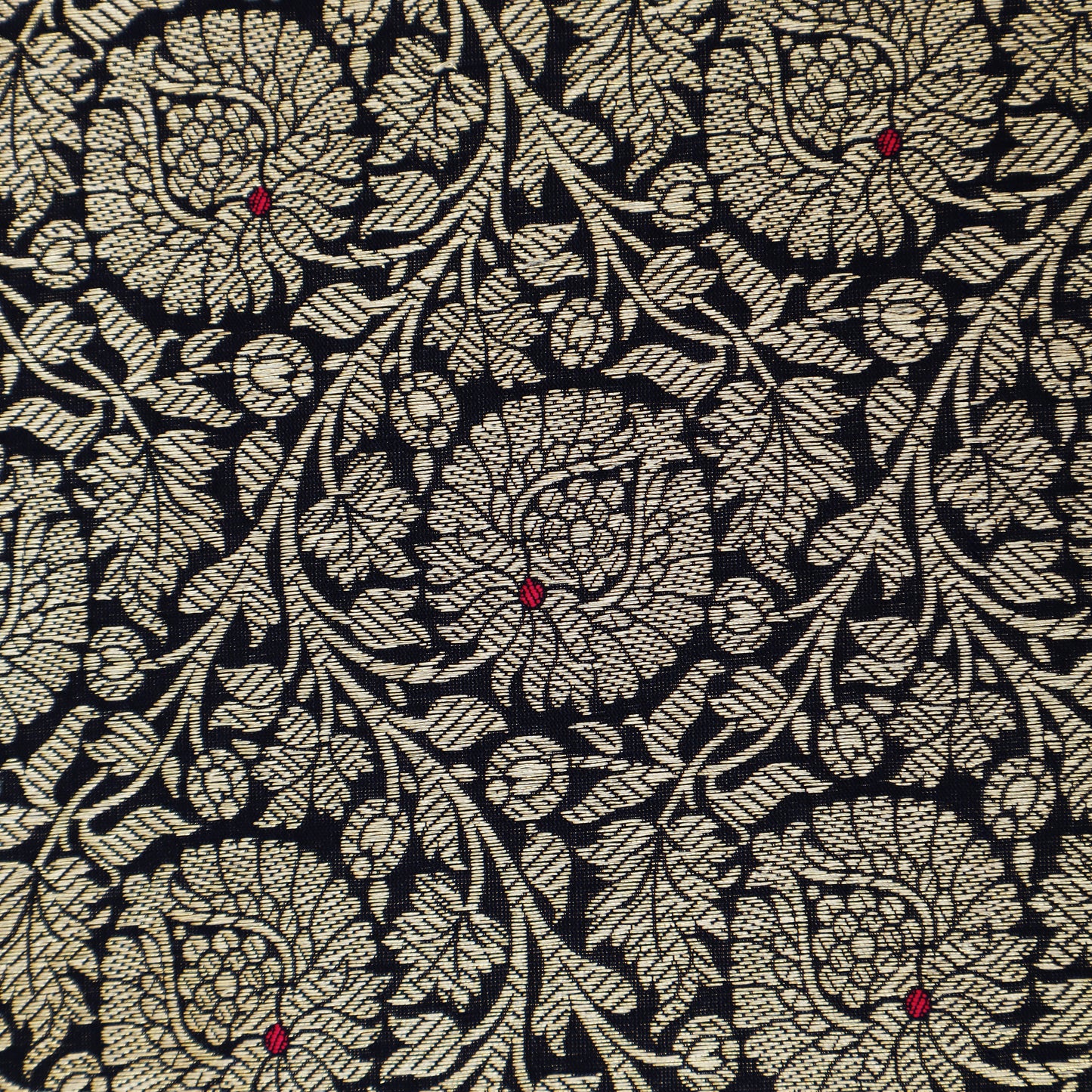 Navy Blue Color Katan Meena Brocade Fabric