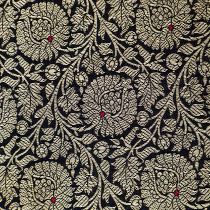 Navy Blue Color Katan Meena Brocade Fabric