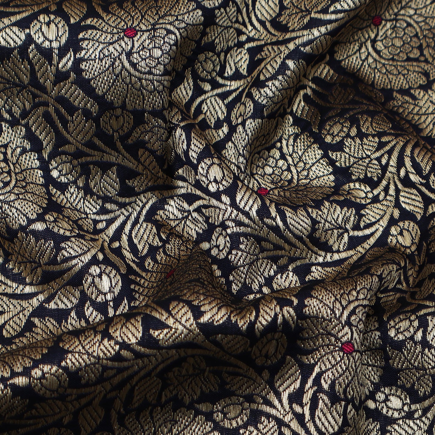 Navy Blue Color Katan Meena Brocade Fabric