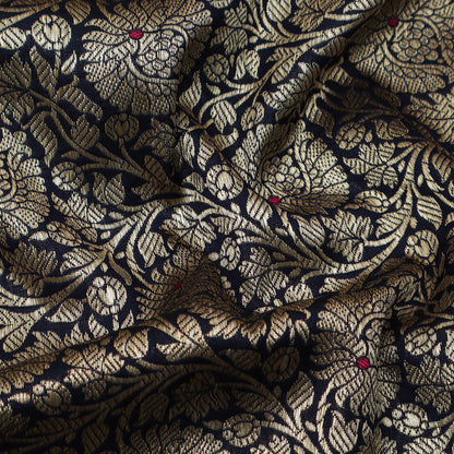 Navy Blue Color Katan Meena Brocade Fabric