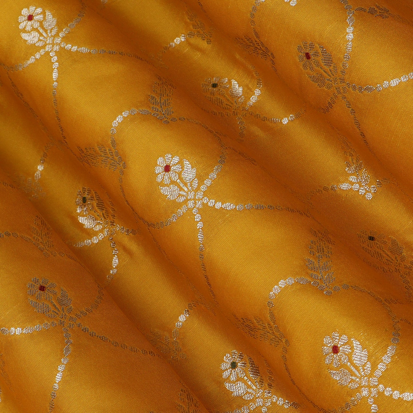 Mustard Color Katan Meena Brocade Fabric