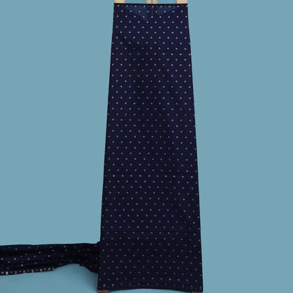 Navy Blue Color Katan Meena Brocade Fabric