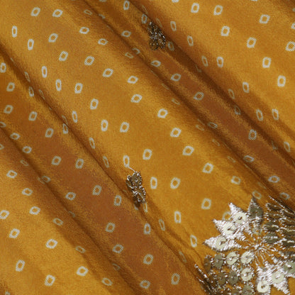 Yellow Color Tissue Print Border Embroidery Fabric