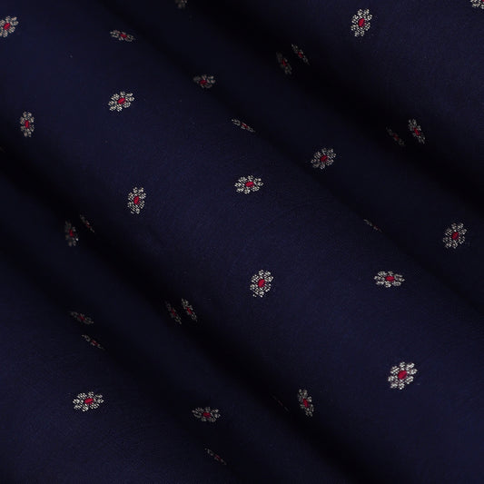 Navy Blue Color Katan Meena Brocade Fabric