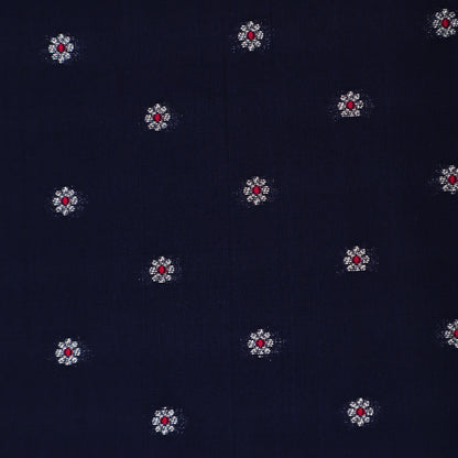 Navy Blue Color Katan Meena Brocade Fabric