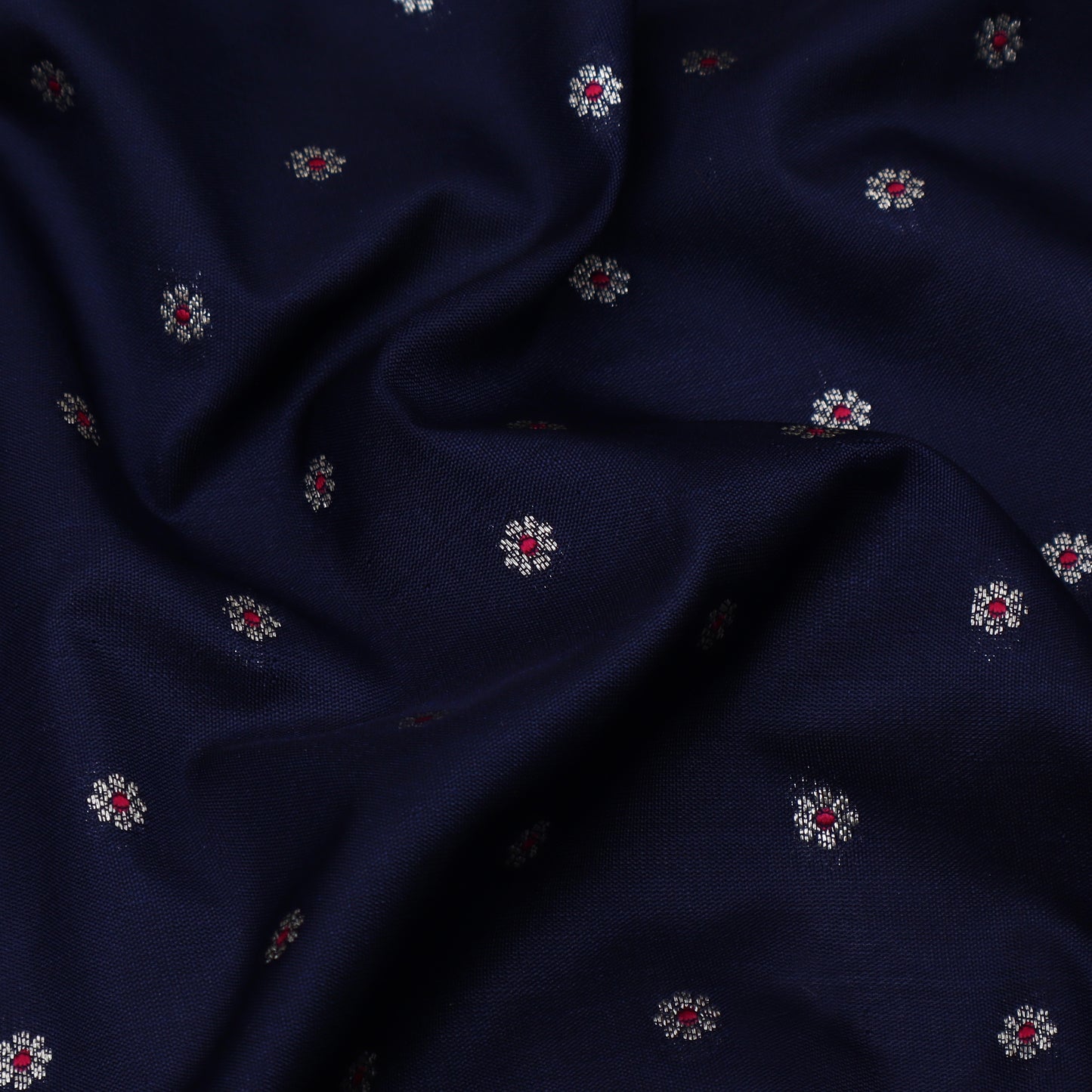Navy Blue Color Katan Meena Brocade Fabric