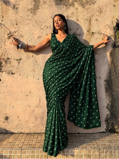 Pure Munga Bandhani Brocade Fabric