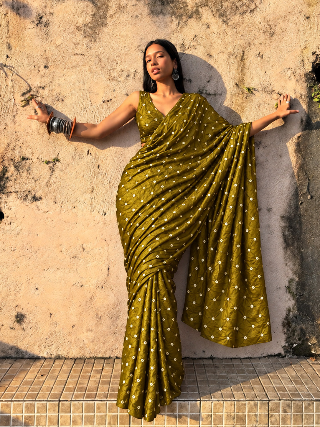 Pure Munga Bandhani Brocade Fabric