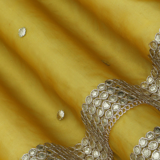 Mustard Color Tissue Border Embroidery Fabric