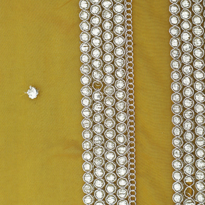 Mustard Color Tissue Border Embroidery Fabric