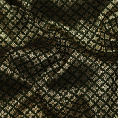 Bottle Green Color Katan Meena Brocade Fabric