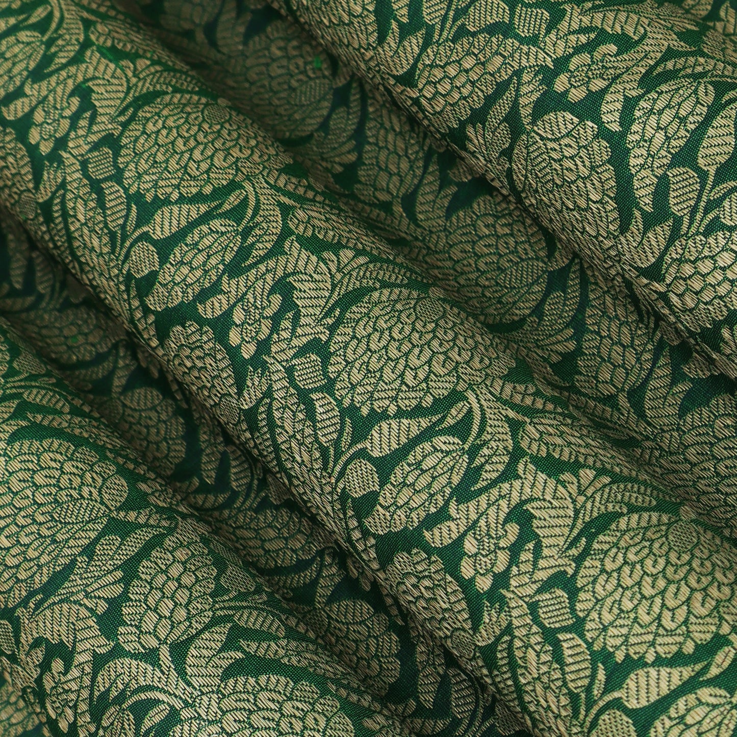 Green Color Katan Meena Brocade Fabric