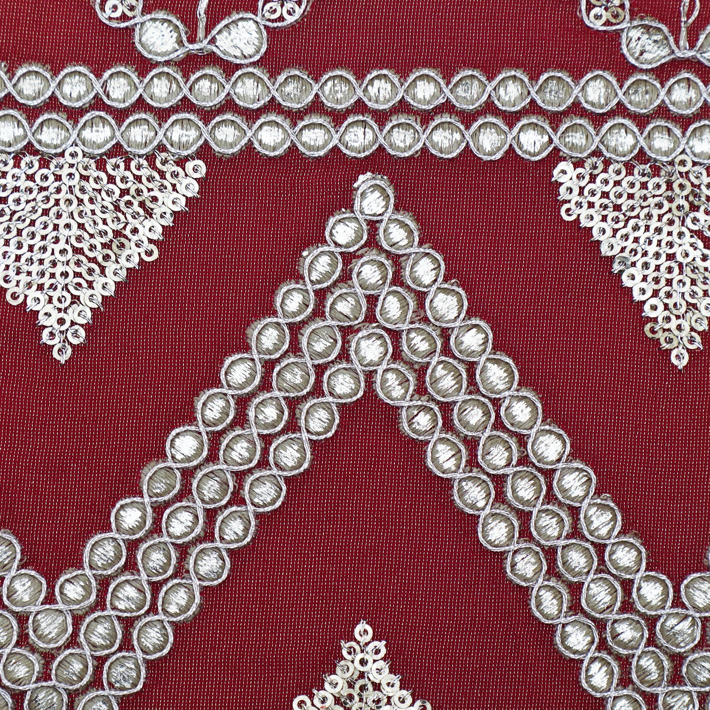 Magenta Color Tissue Border Embroidery Fabric