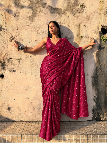 Pure Munga Bandhani Brocade Fabric