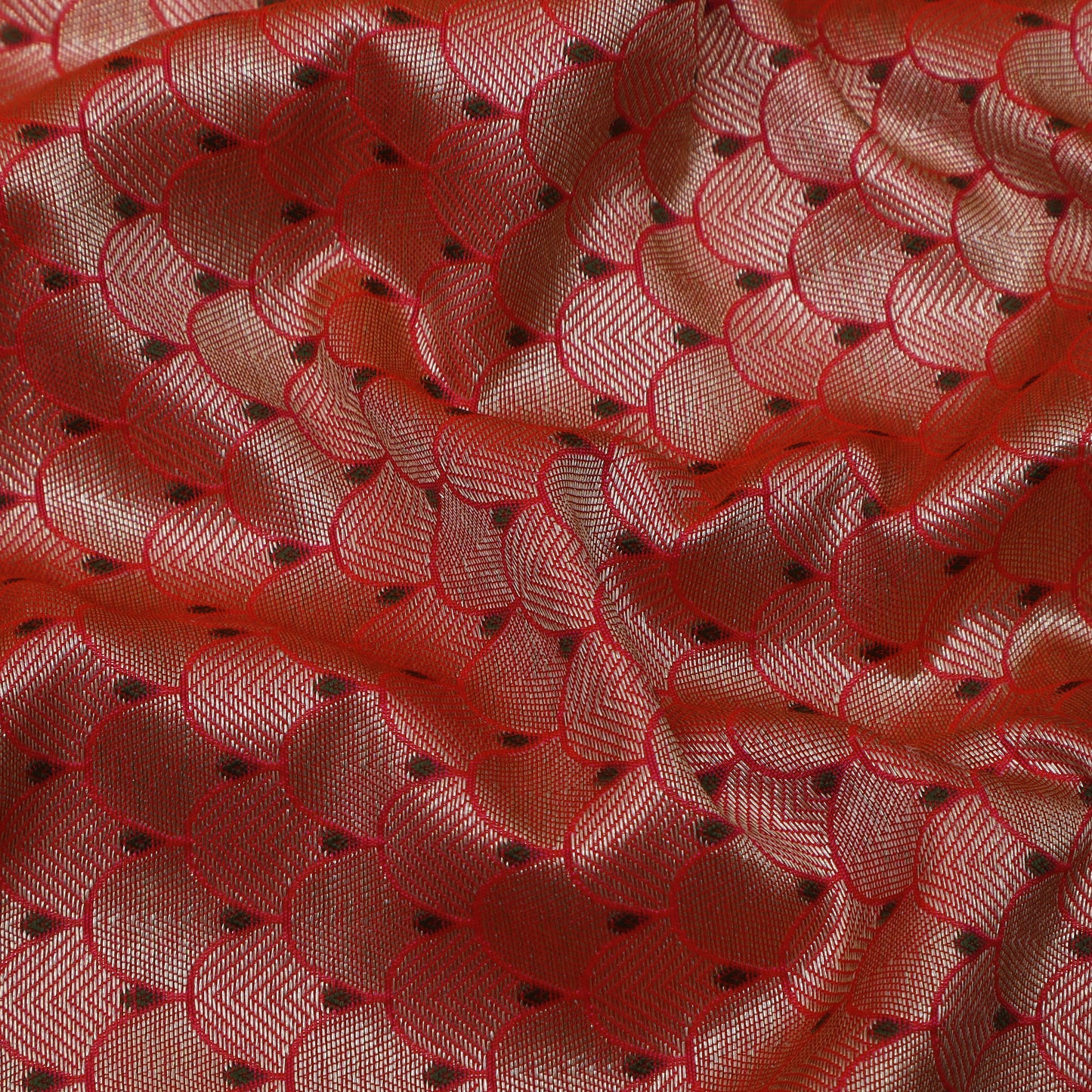 Red Color Katan Meena Brocade Fabric