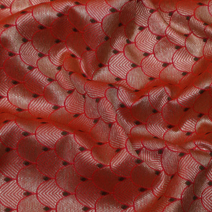 Red Color Katan Meena Brocade Fabric