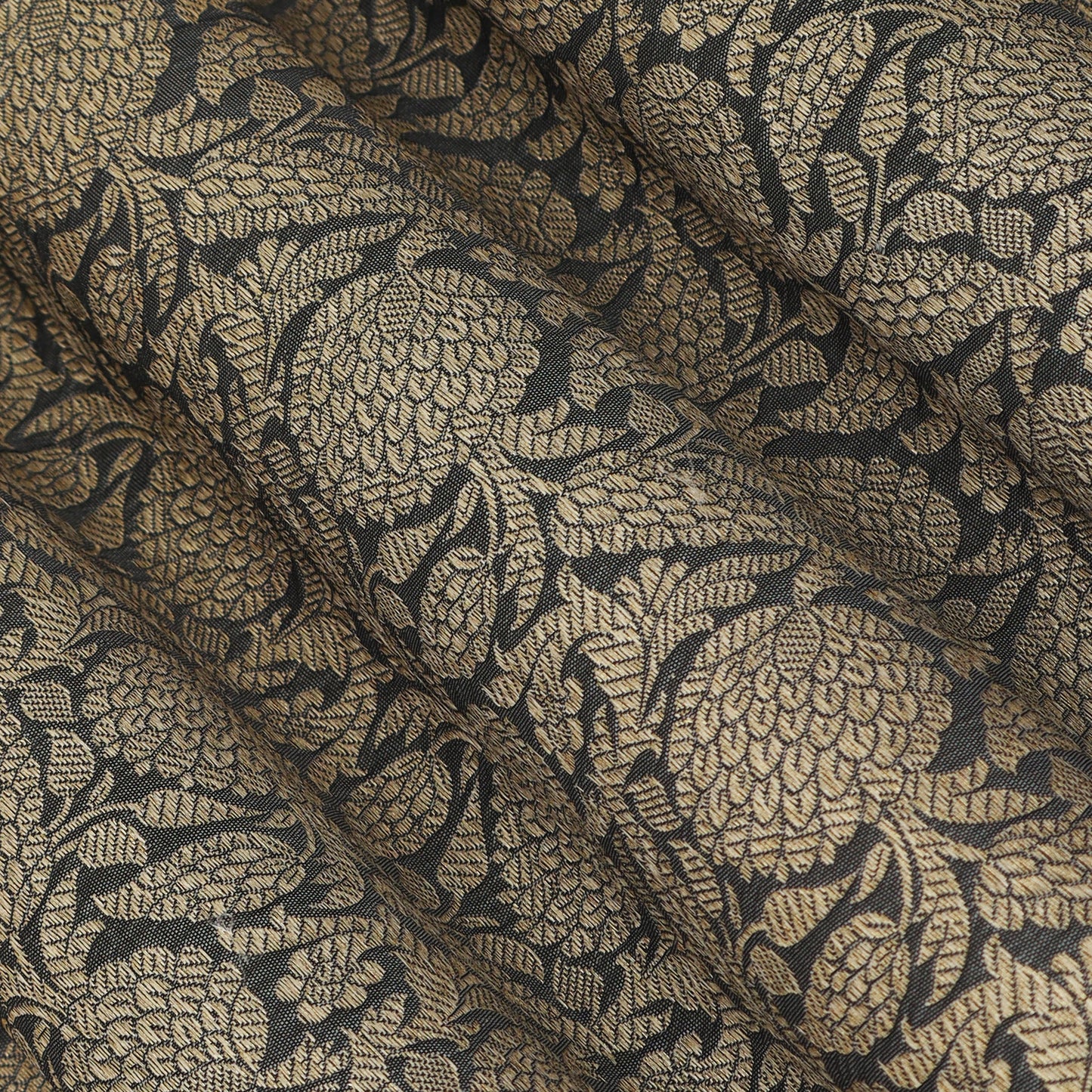 Grey Color Katan Meena Brocade Fabric