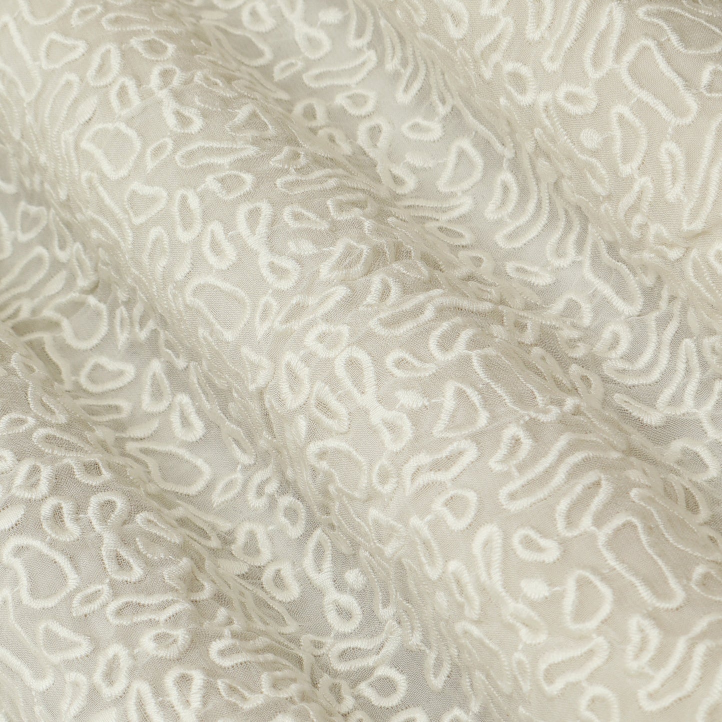 White Color Georgette Embroidery Fabric