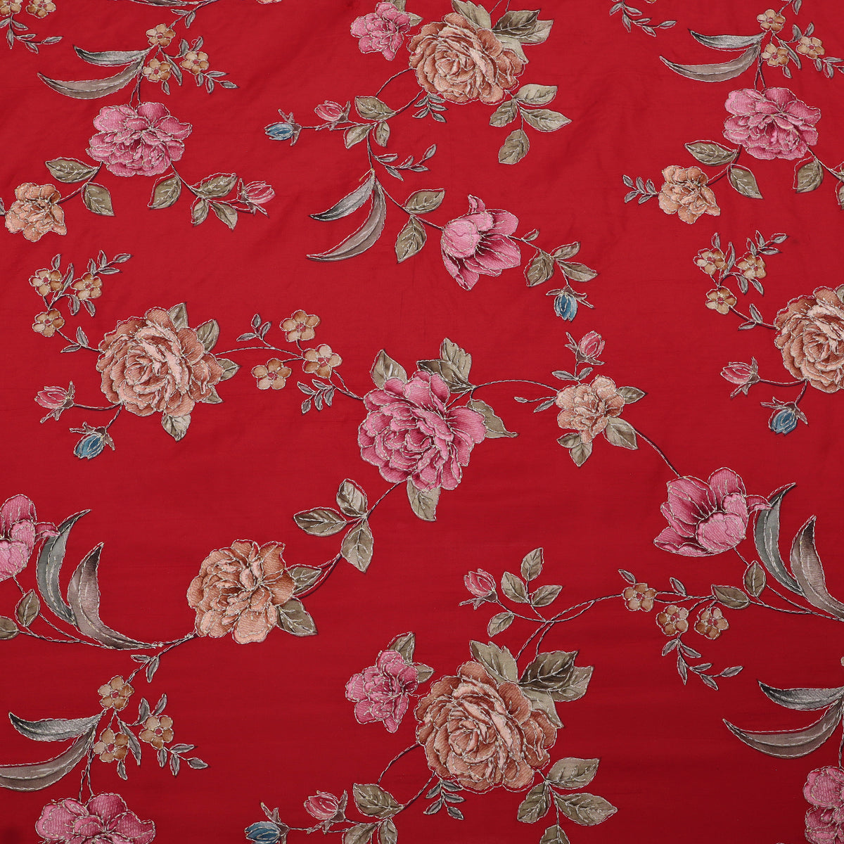 Pure Chinya Silk Embroidery Fabric