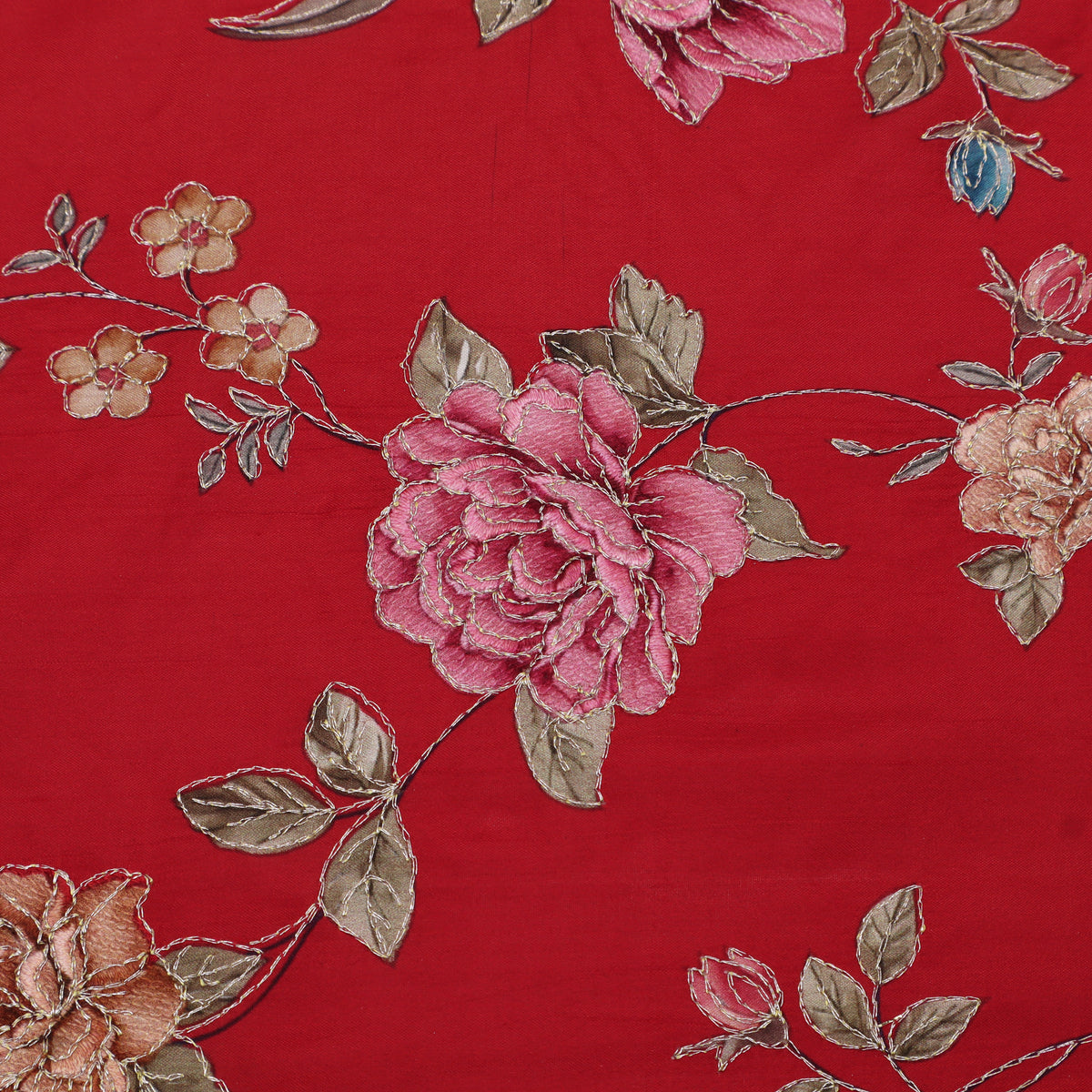 Pure Chinya Silk Embroidery Fabric