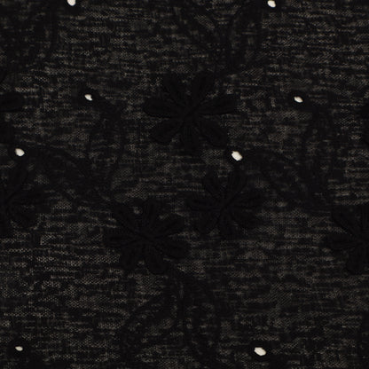 Close-up of a textured black fabric with a subtle pattern