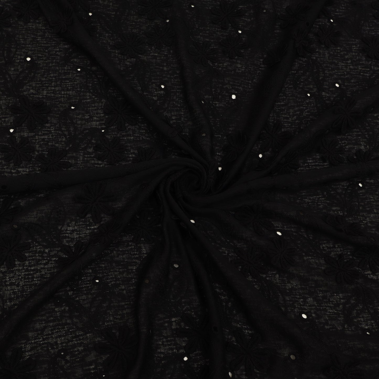 Close-up of black fabric with a subtle pattern