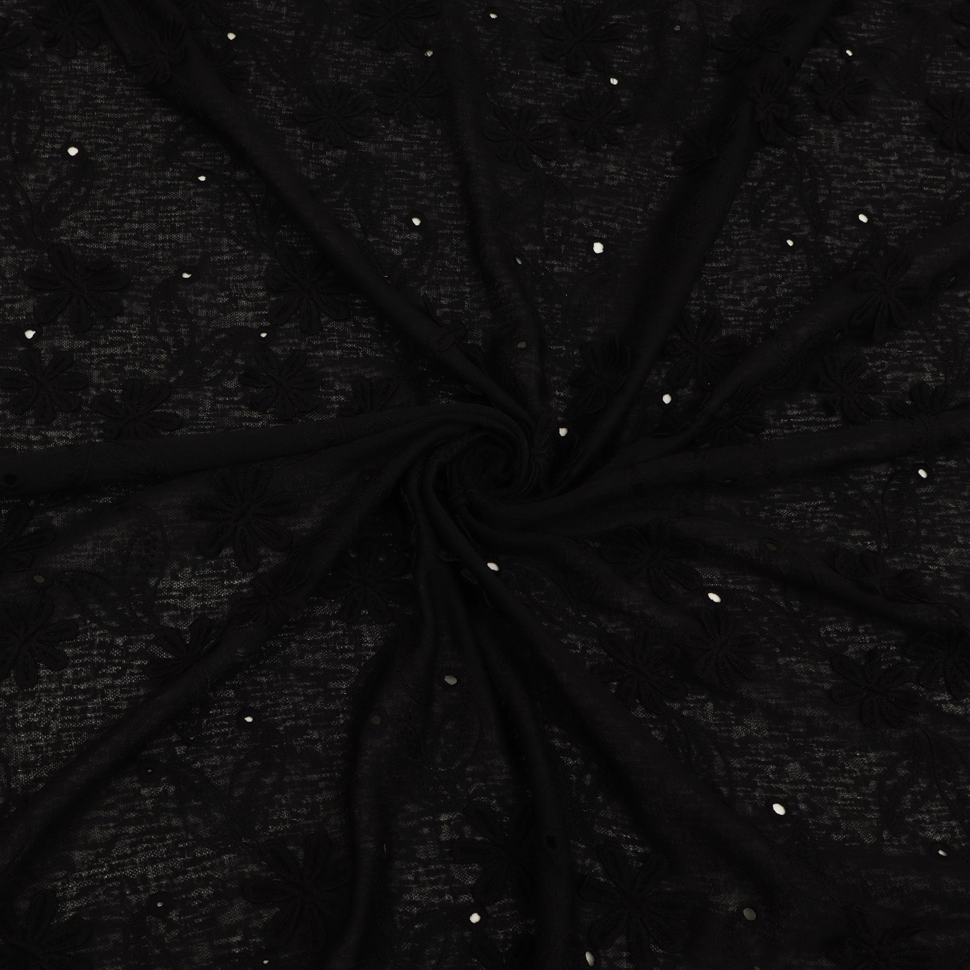 Close-up of black fabric with a subtle pattern