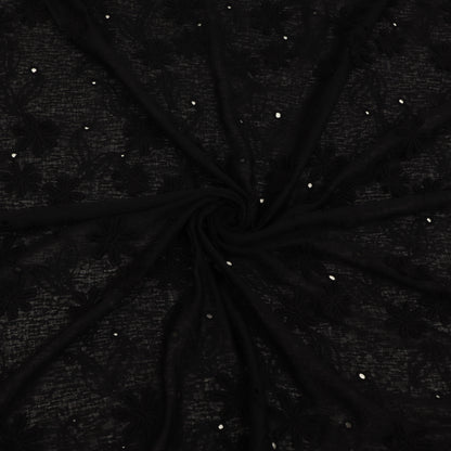 Close-up of black fabric with a subtle pattern