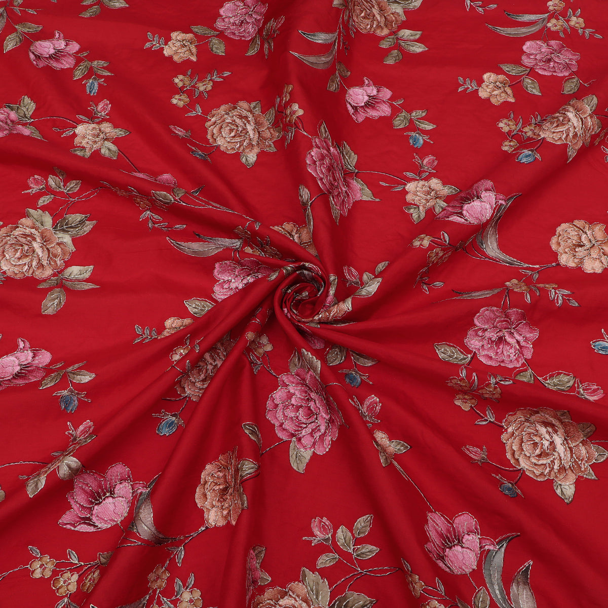 Pure Chinya Silk Embroidery Fabric