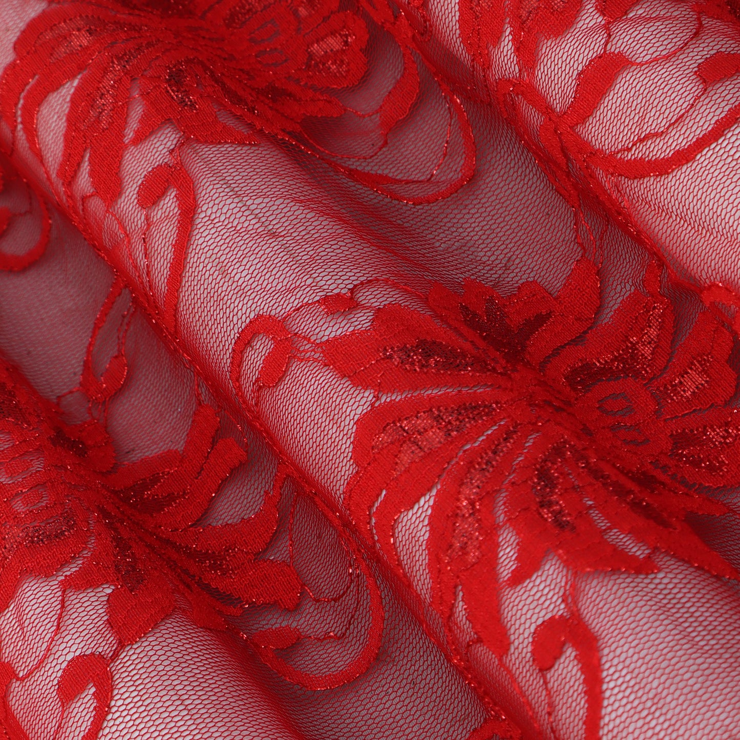 Red Color Chantilly Lace Fabric