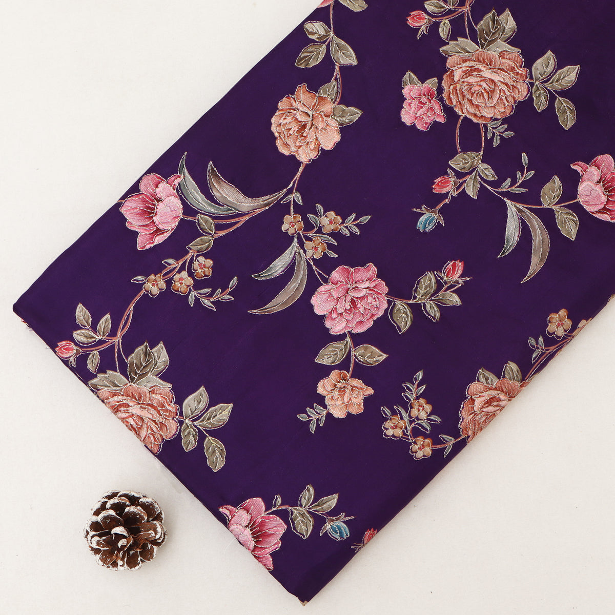 Pure Chinya Silk Embroidery Fabric