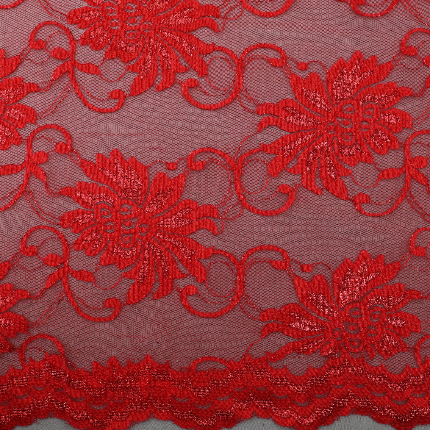 Red Color Chantilly Lace Fabric