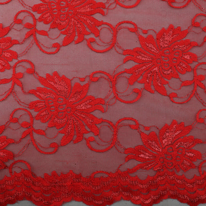 Red Color Chantilly Lace Fabric