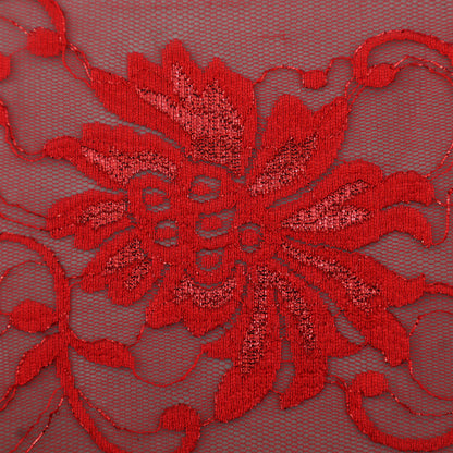 Red Color Chantilly Lace Fabric